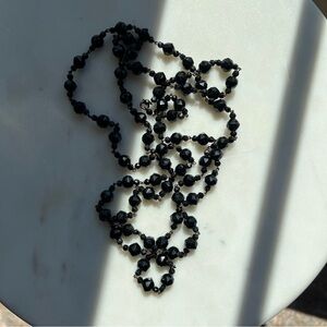 Elegant Vintage 48 inch Black Faceted Necklace‎